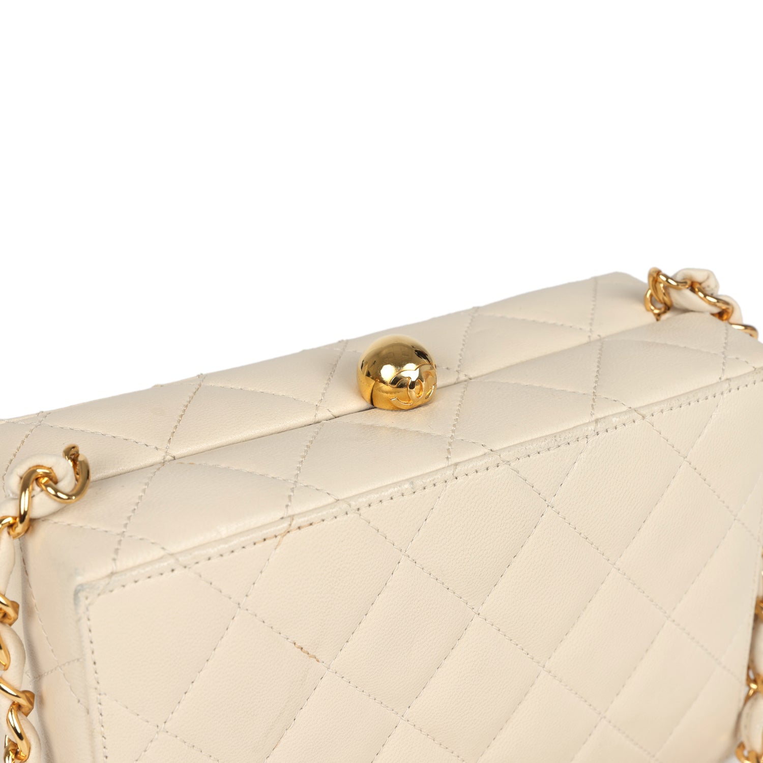 Chanel Vintage Box Clutch Bag Beige Lambskin Gold Hardware