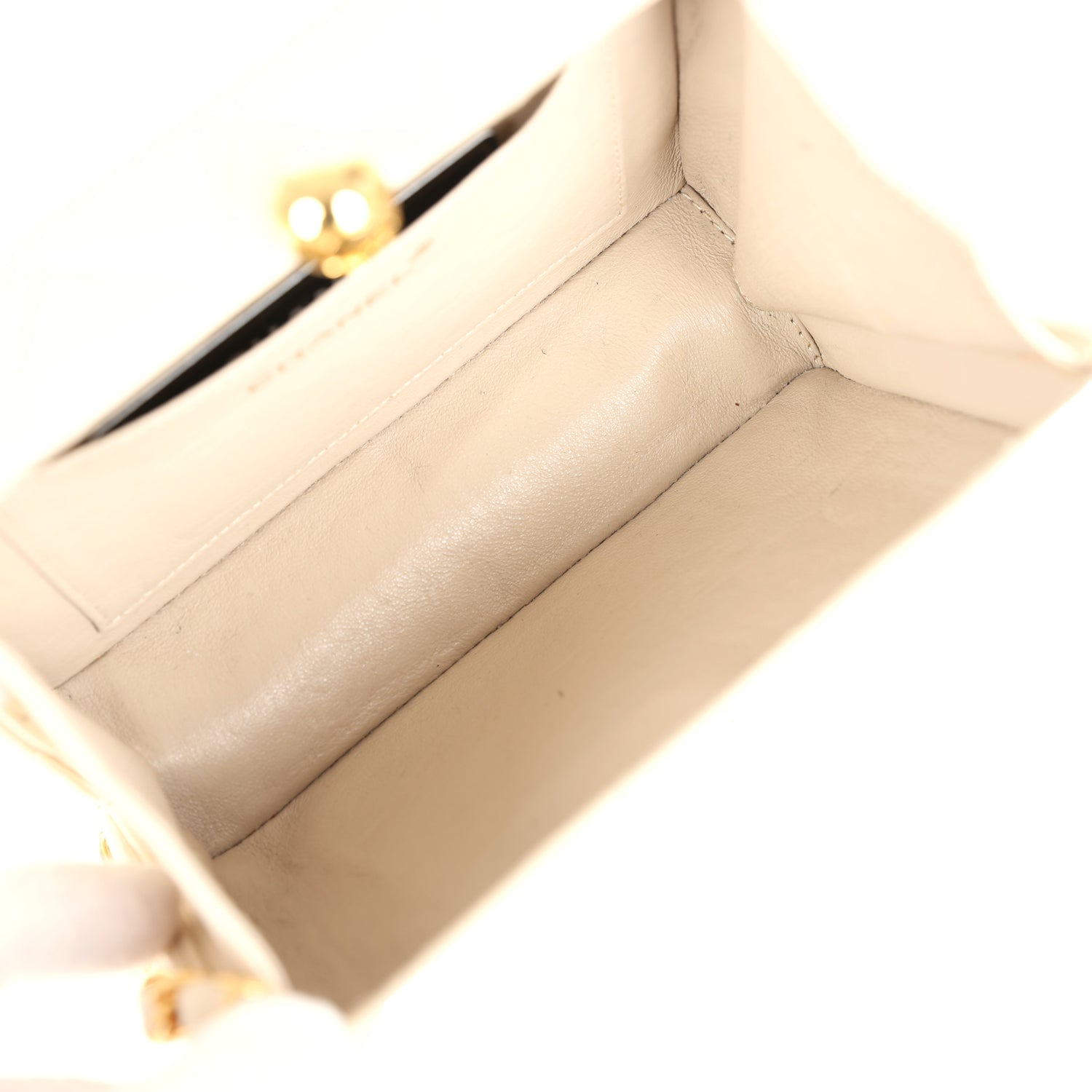 Chanel Vintage Box Clutch Bag Beige Lambskin Gold Hardware