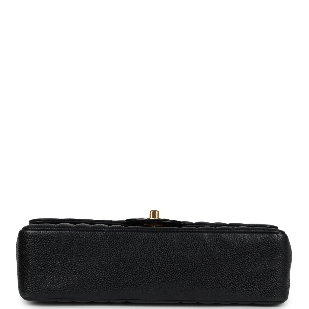 Chanel Vintage Medium Vertical Flap Bag Black Caviar Gold Hardware