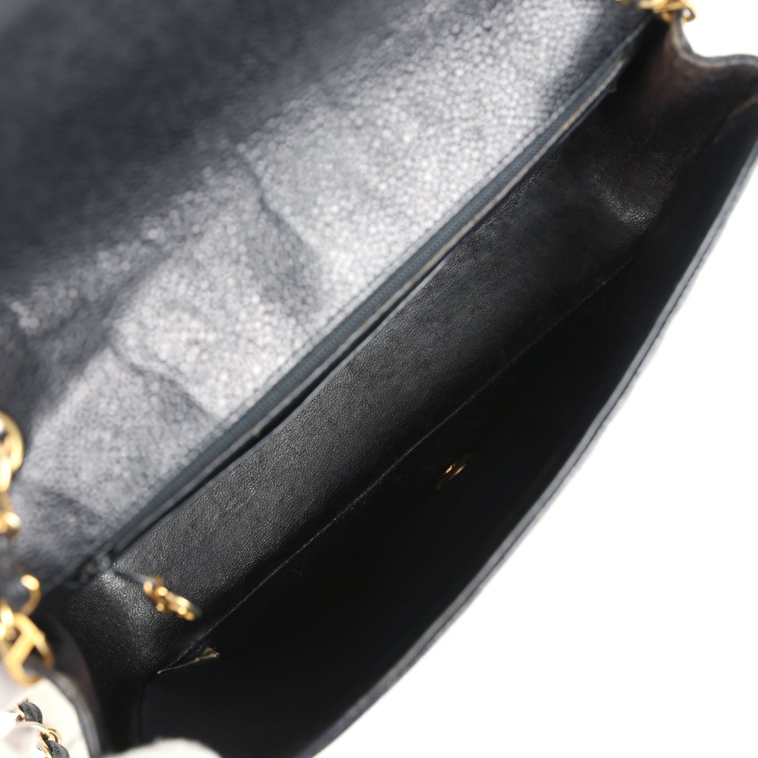 Chanel Vintage Medium Vertical Flap Bag Black Caviar Gold Hardware