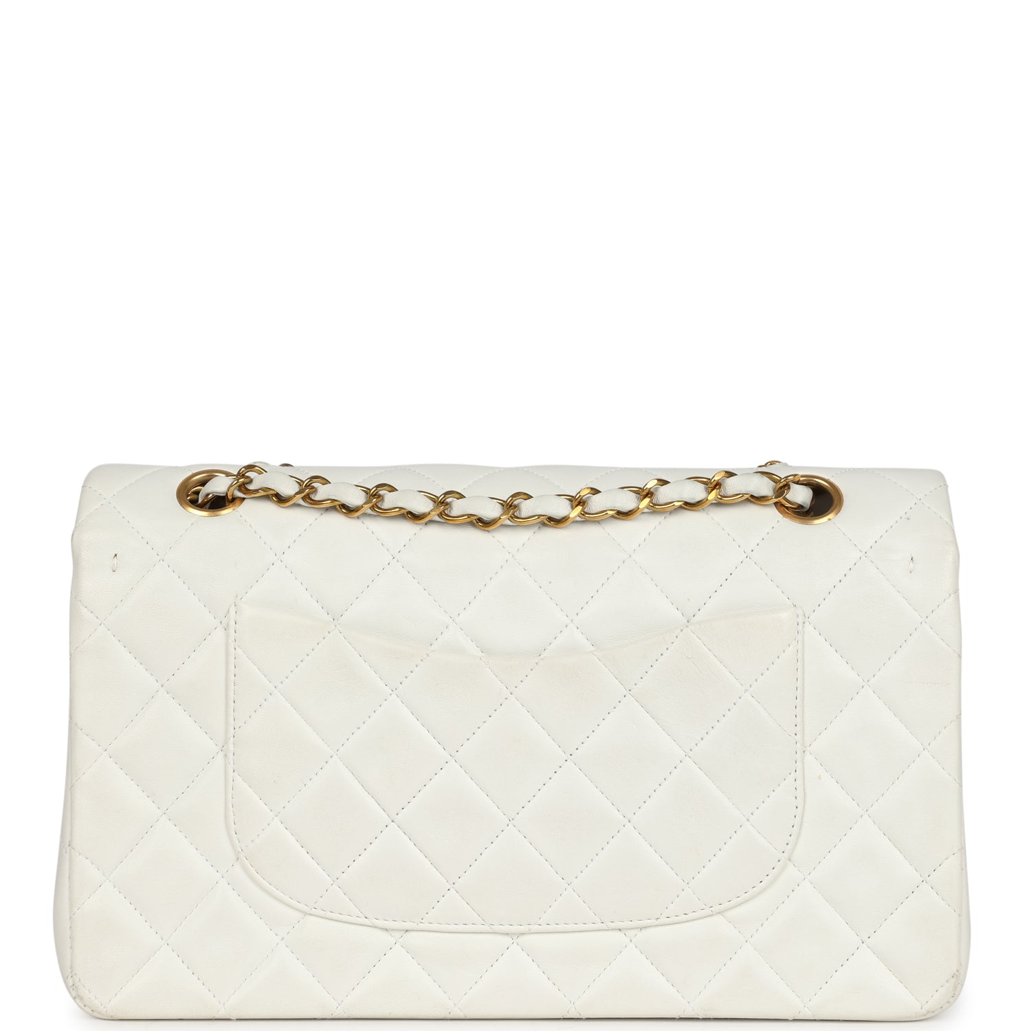Chanel Vintage Medium Classic Double Flap Bag White Lambskin Gold Hardware