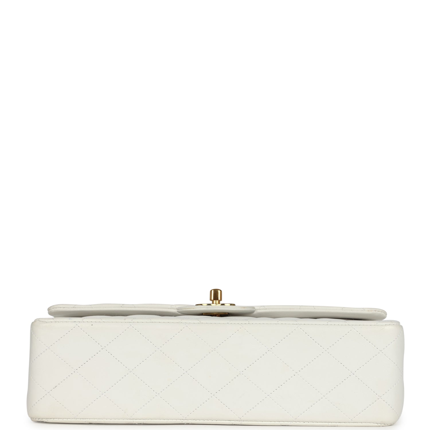Chanel Vintage Medium Classic Double Flap Bag White Lambskin Gold Hardware