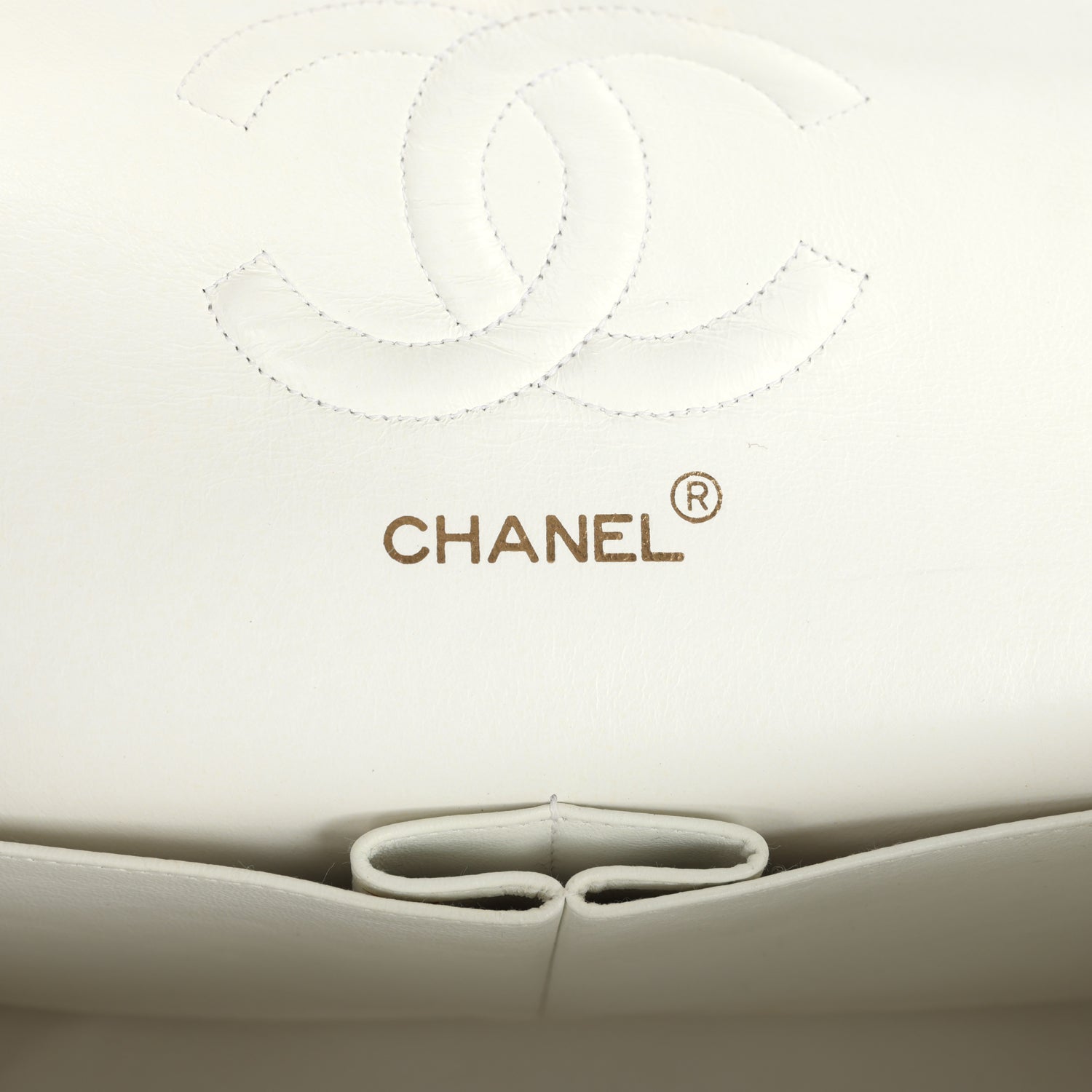 Chanel Vintage Medium Classic Double Flap Bag White Lambskin Gold Hardware