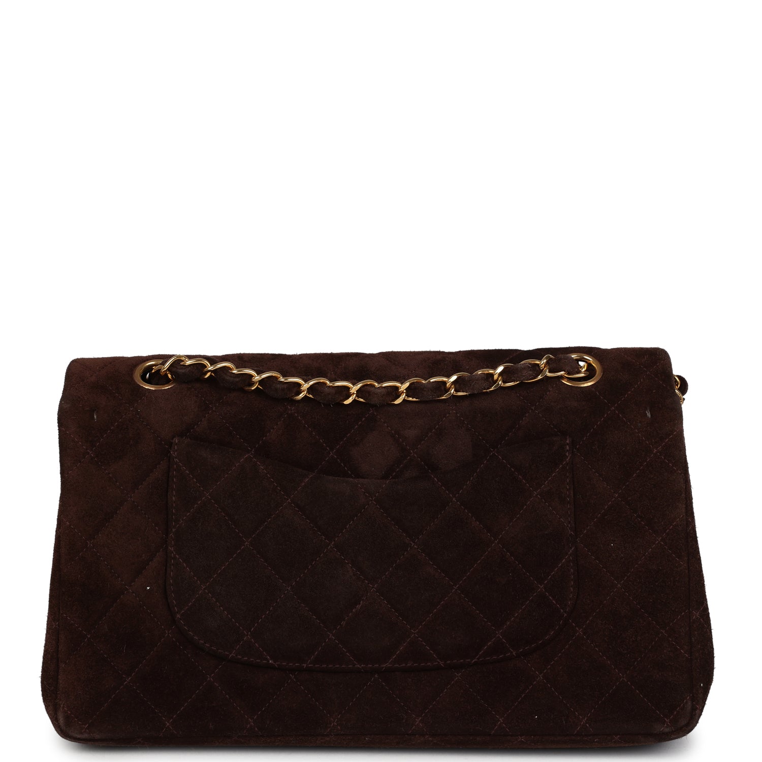 Chanel Vintage Medium Classic Double Flap Bag Brown Suede Gold Hardware