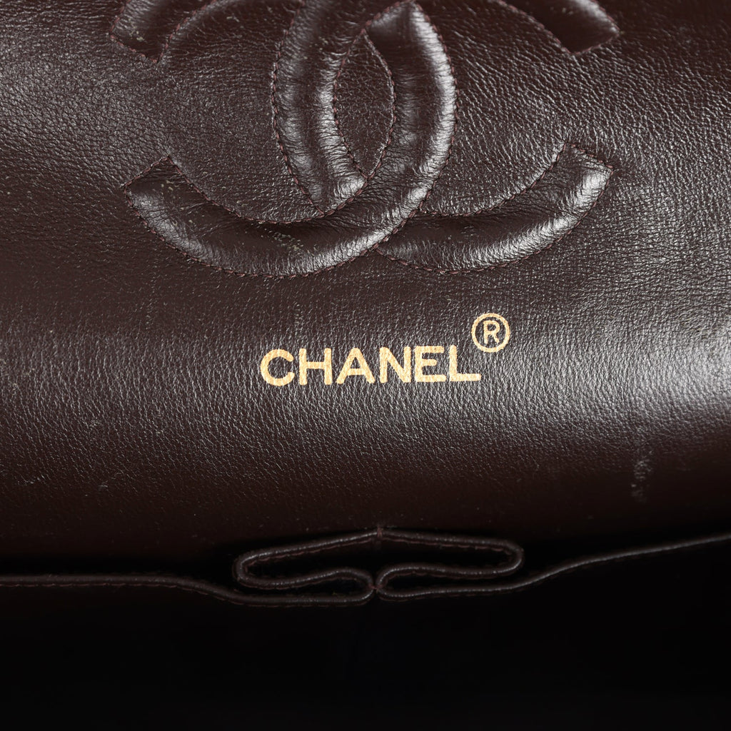 Chanel Vintage Medium Classic Double Flap Bag Brown Suede Gold Hardware