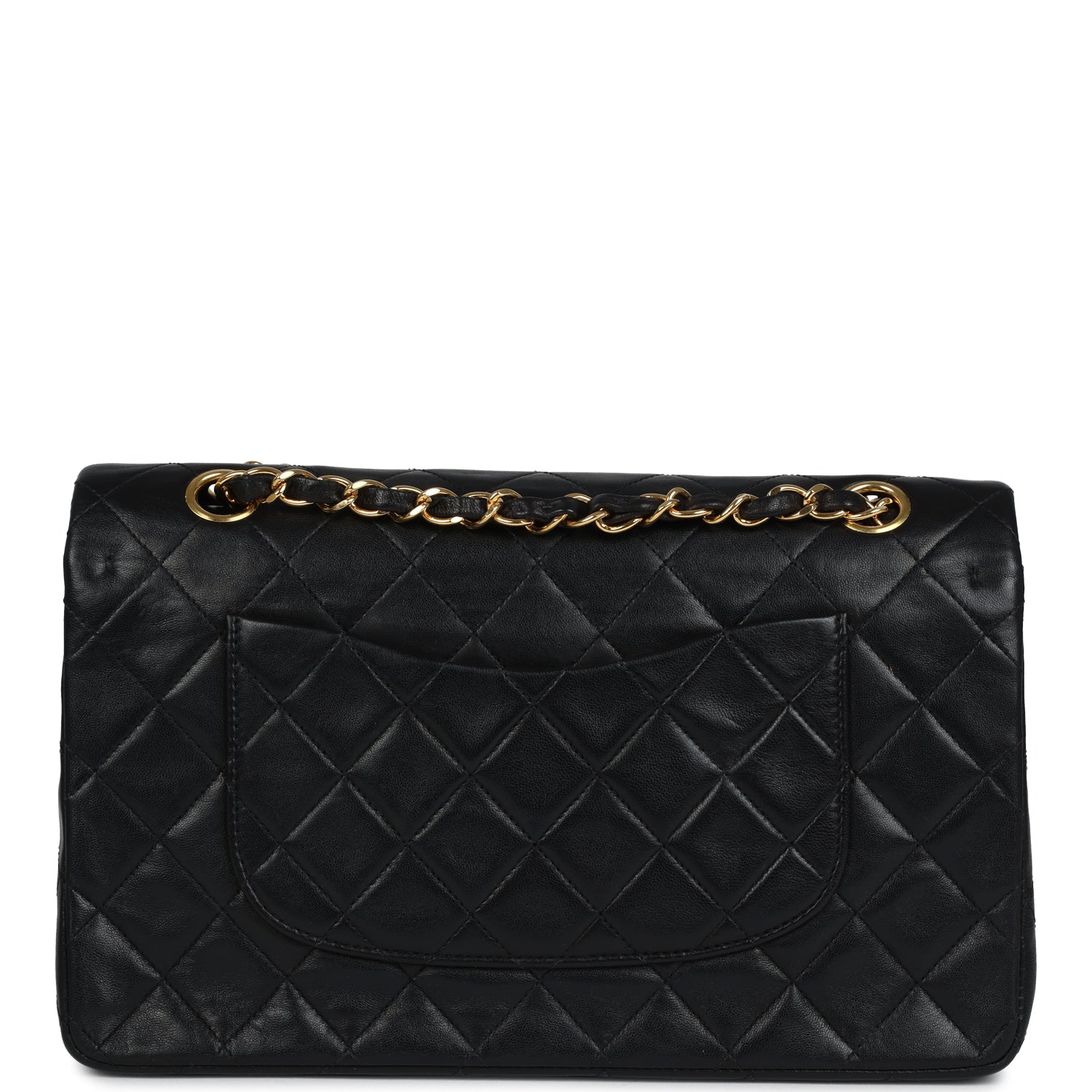 Chanel Vintage Medium Classic Double Flap Bag Black Lambskin Gold Hardware