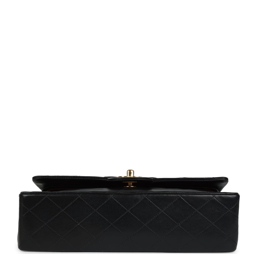 Chanel Vintage Medium Classic Double Flap Bag Black Lambskin Gold Hardware