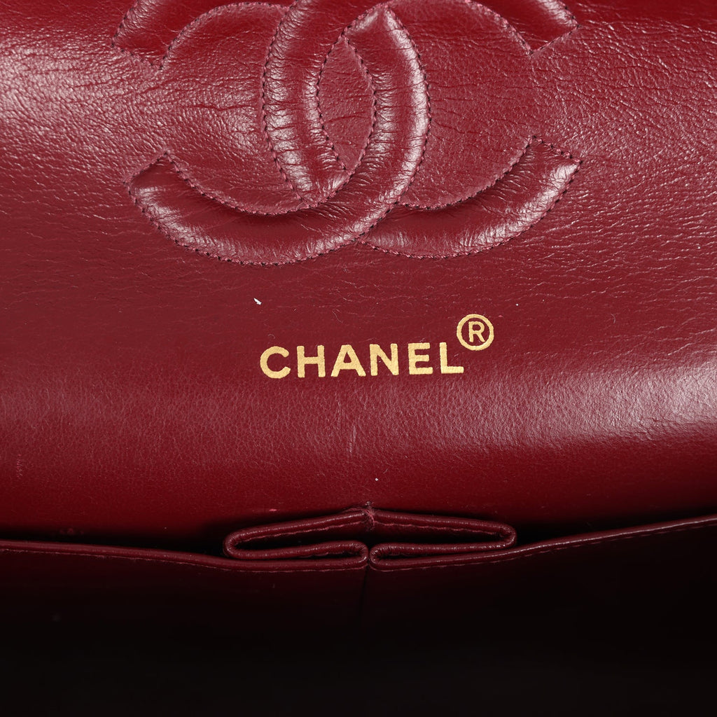 Chanel Vintage Medium Classic Double Flap Bag Black Lambskin Gold Hardware