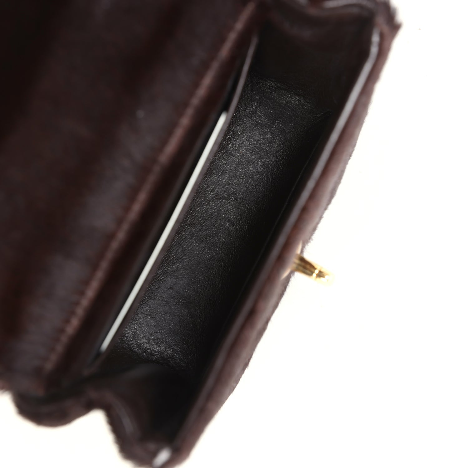 Chanel Vintage Micro Kelly Child Dark Brown Pony Hair Gold Hardware