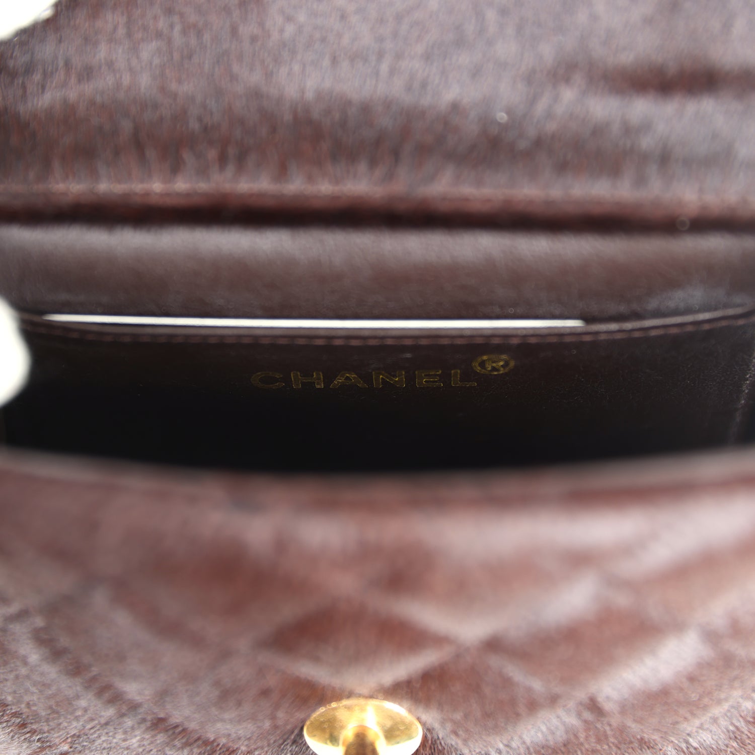 Chanel Vintage Micro Kelly Child Dark Brown Pony Hair Gold Hardware