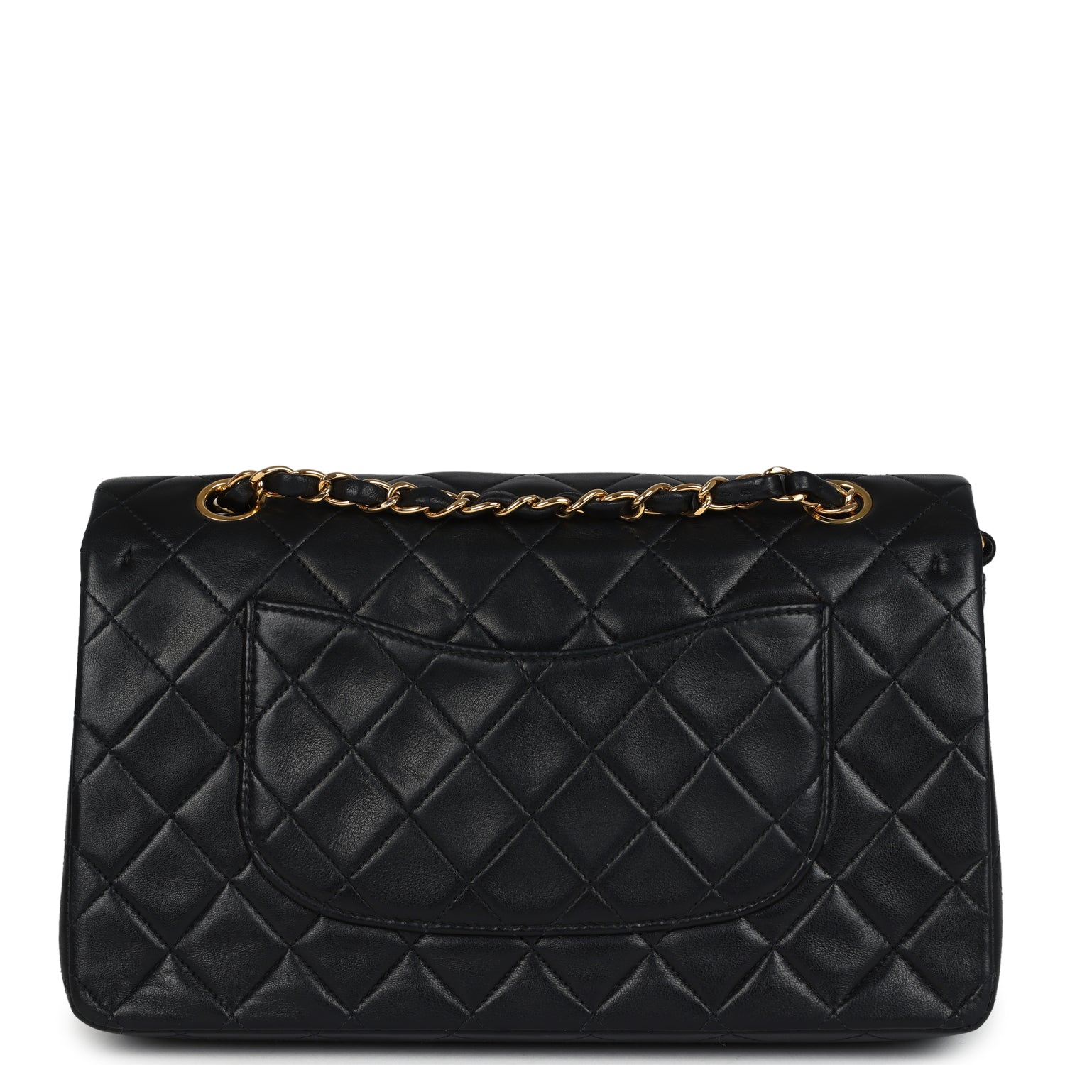 Chanel Vintage Medium Classic Double Flap Bag Black Lambskin Gold Hardware