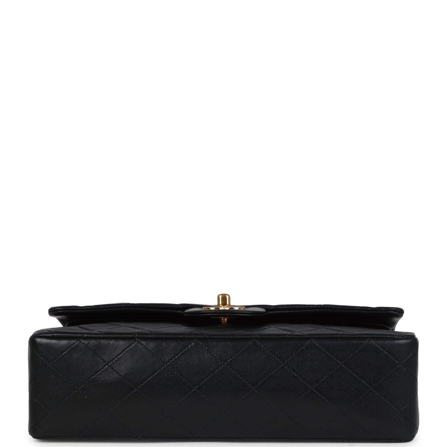 Chanel Vintage Medium Classic Double Flap Bag Black Lambskin Gold Hardware