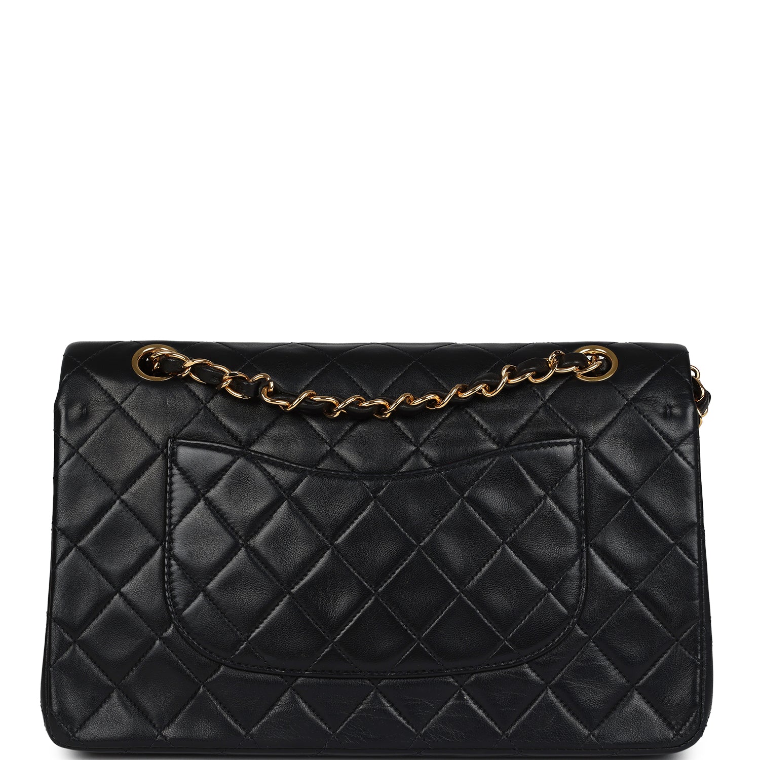 Chanel Vintage Medium Classic Double Flap Bag Black Lambskin Gold Hardware