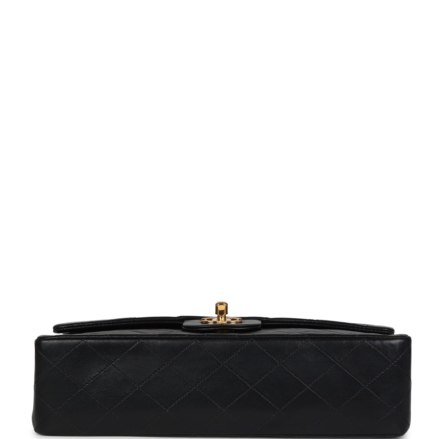Chanel Vintage Medium Classic Double Flap Bag Black Lambskin Gold Hardware