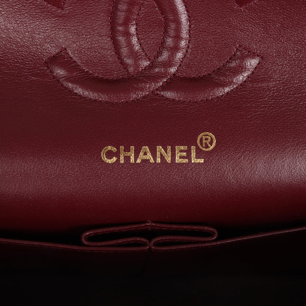 Chanel Vintage Medium Classic Double Flap Bag Black Lambskin Gold Hardware