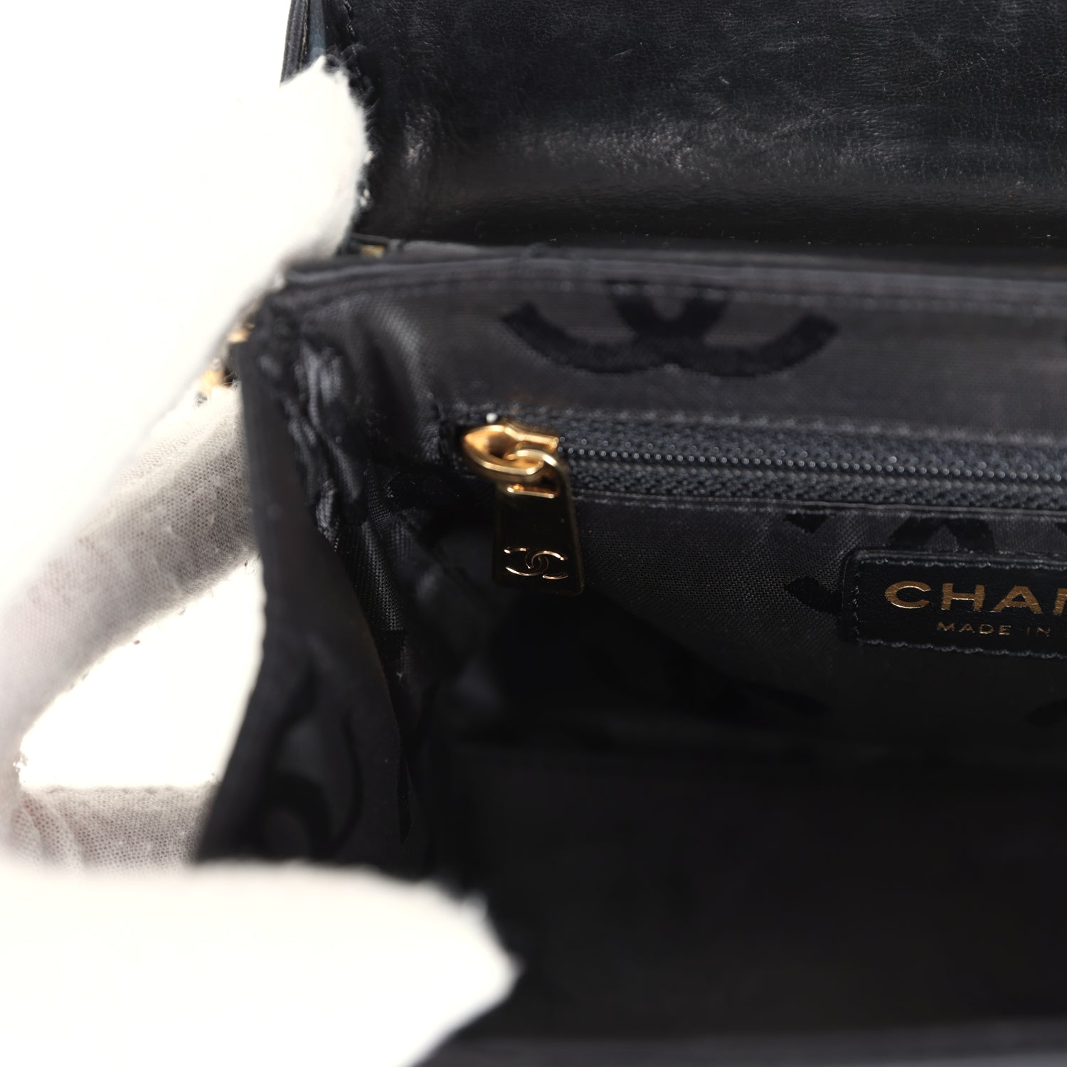 Chanel Vintage Mini Evening Handbag Bag Black Satin Gold Hardware