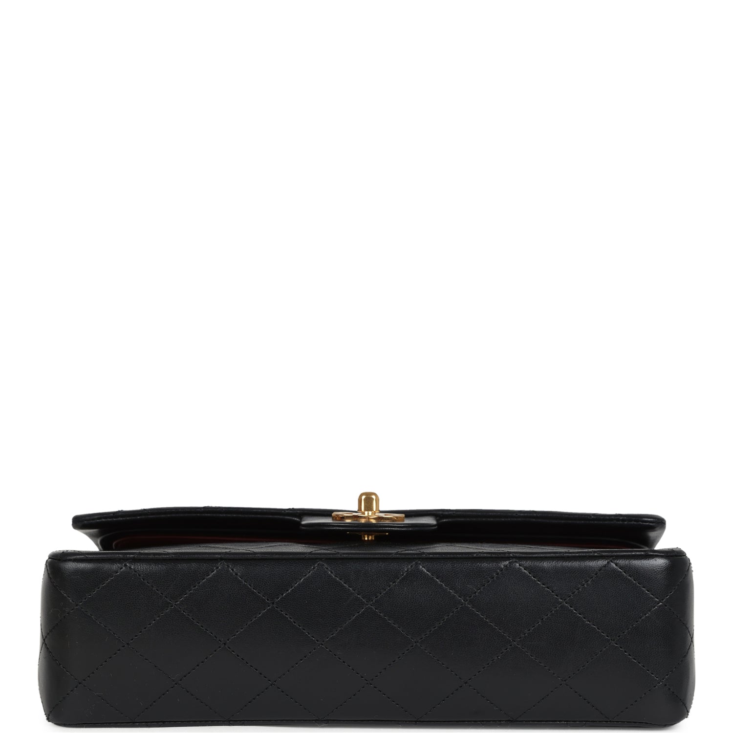 Chanel Vintage Medium Classic Double Flap Bag Black Lambskin Gold Hardware