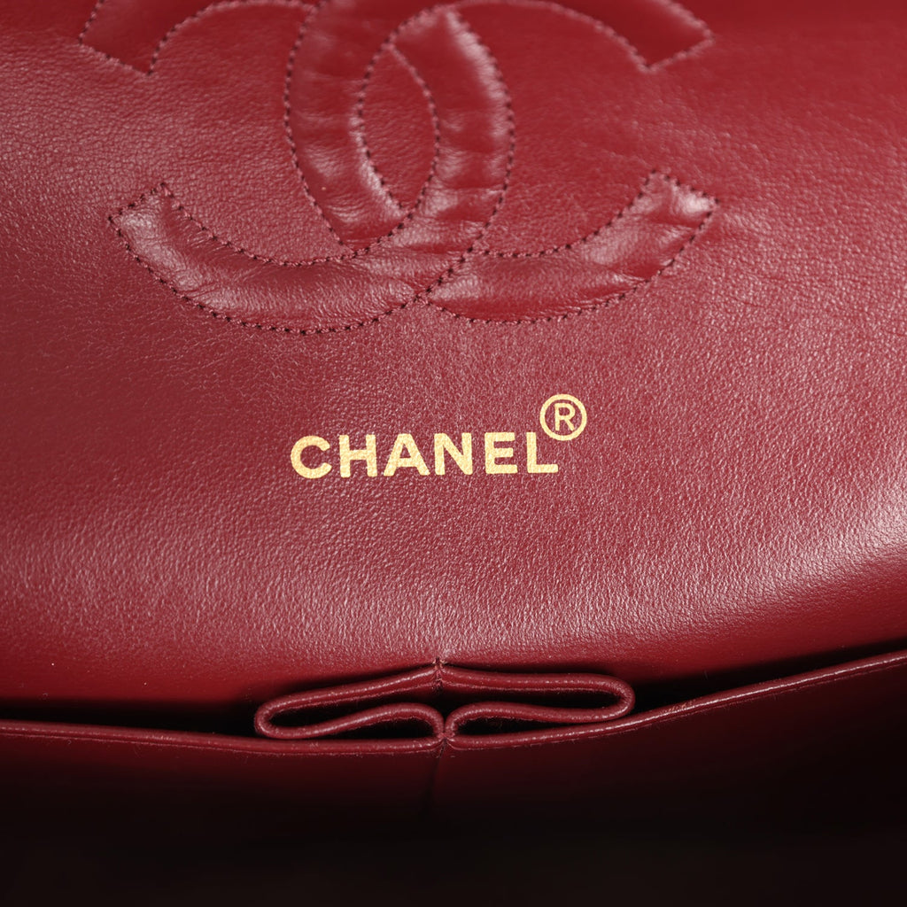 Chanel Vintage Medium Classic Double Flap Bag Black Lambskin Gold Hardware