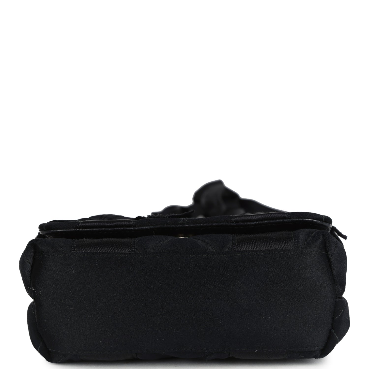 Chanel Vintage Mini Bow Shoulder Bag Black Satin Gold Hardware