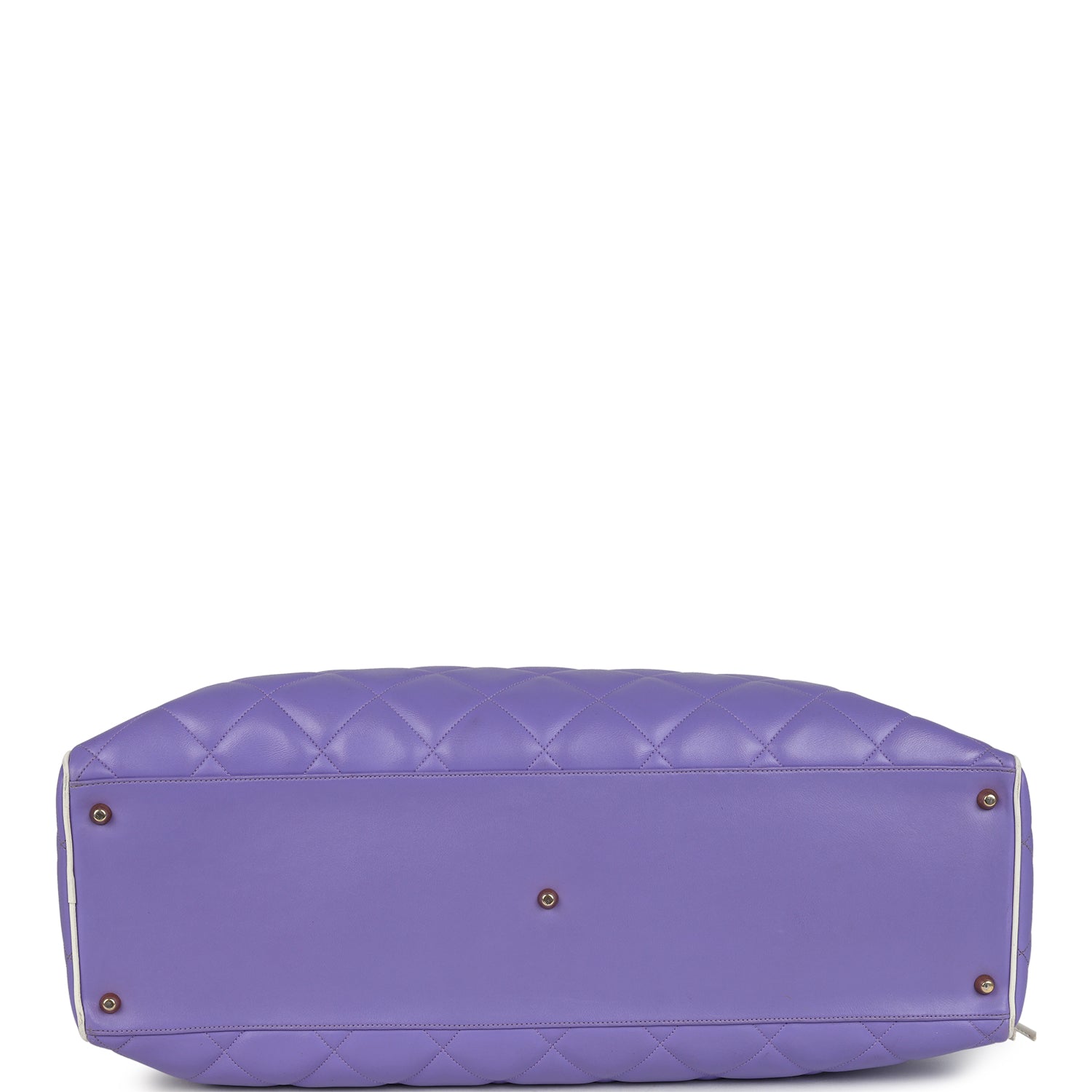 Chanel Vintage Large Logo Boston Bag Light Purple and White Lambskin Gold Hardware