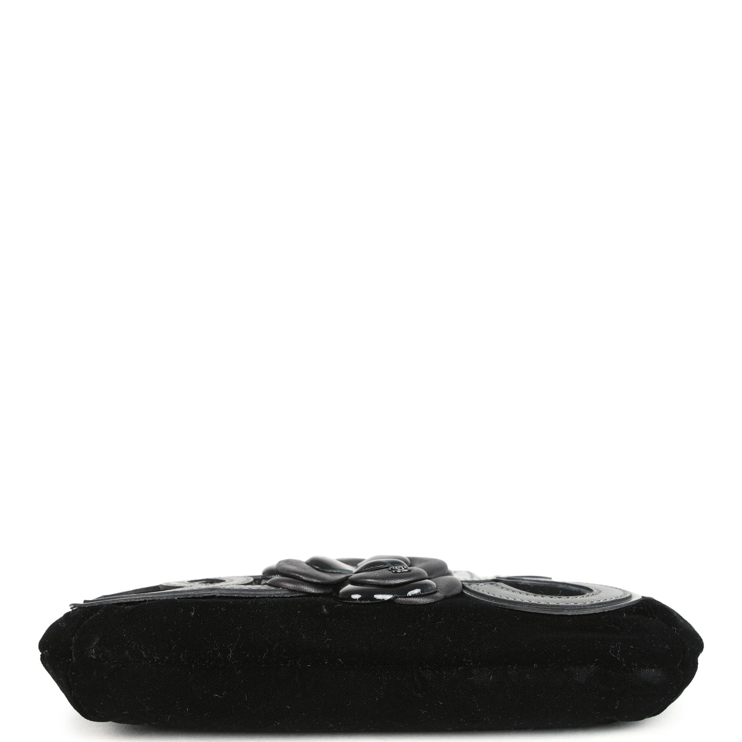 Chanel Vintage Camelia Pochette Black Velvet Silver Hardware