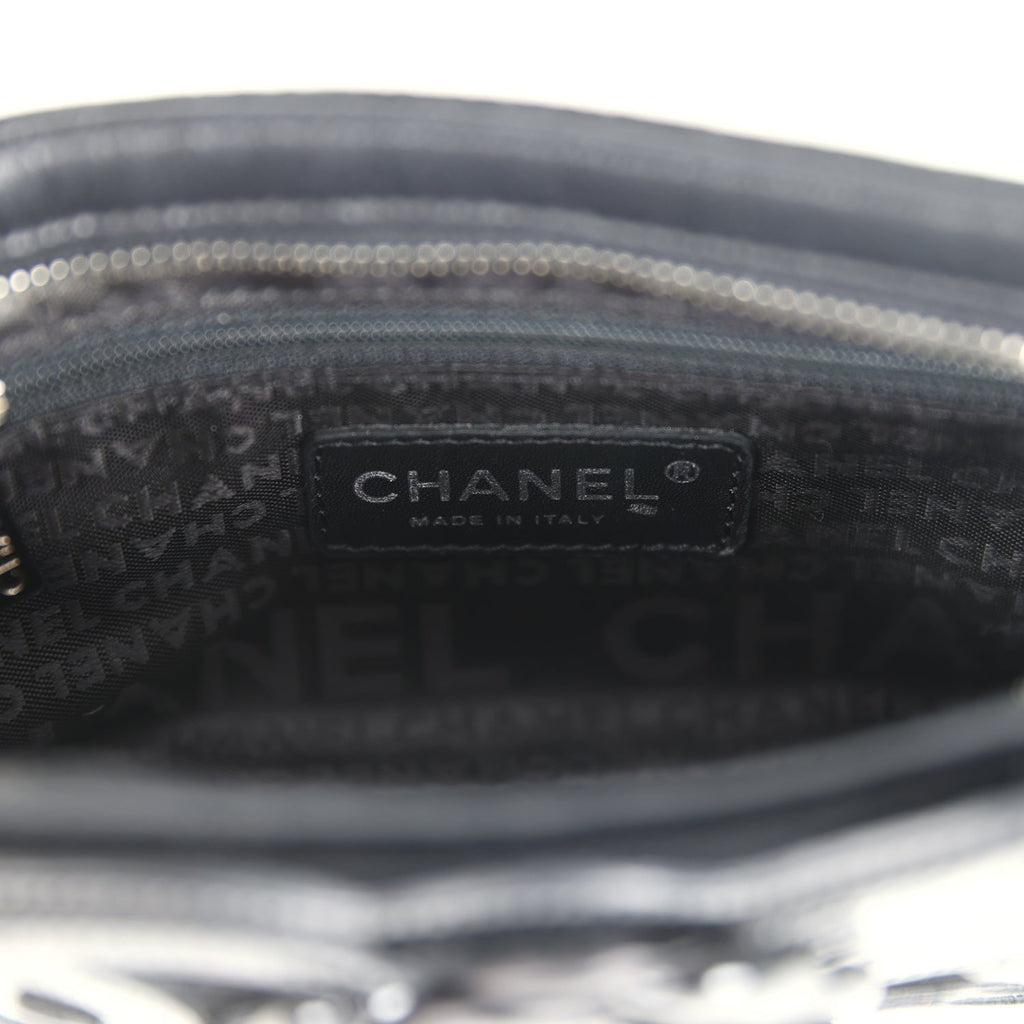 Chanel Vintage Camelia Pochette Black Velvet Silver Hardware