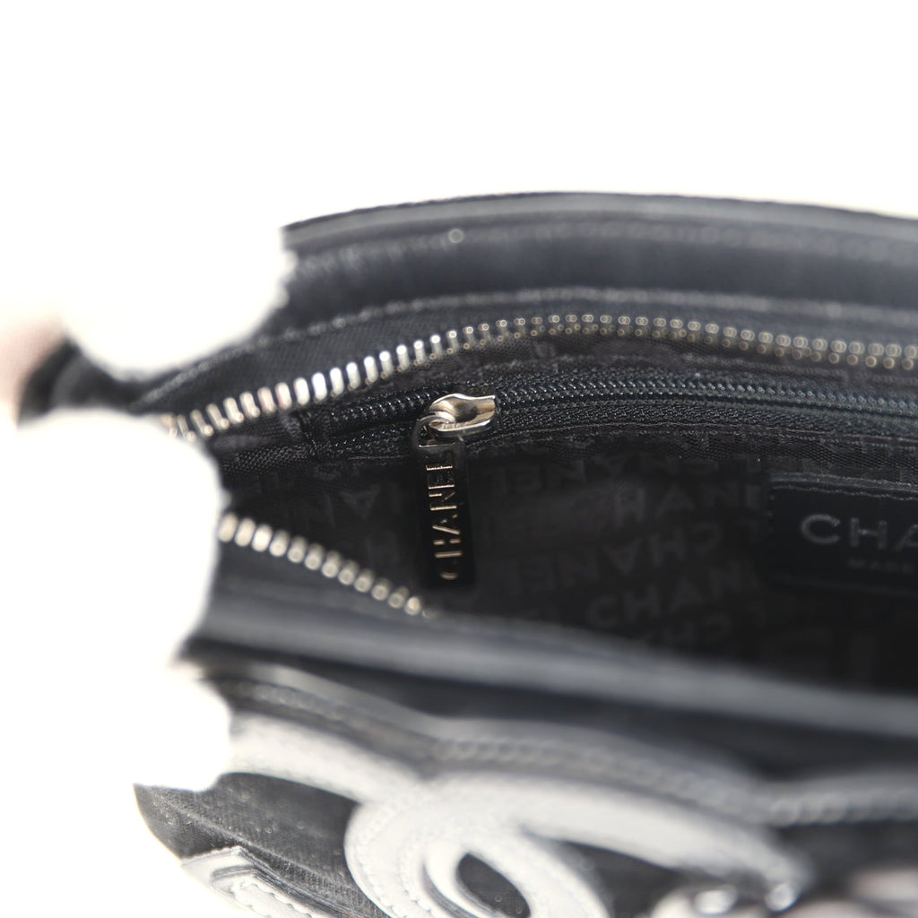 Chanel Vintage Camelia Pochette Black Velvet Silver Hardware