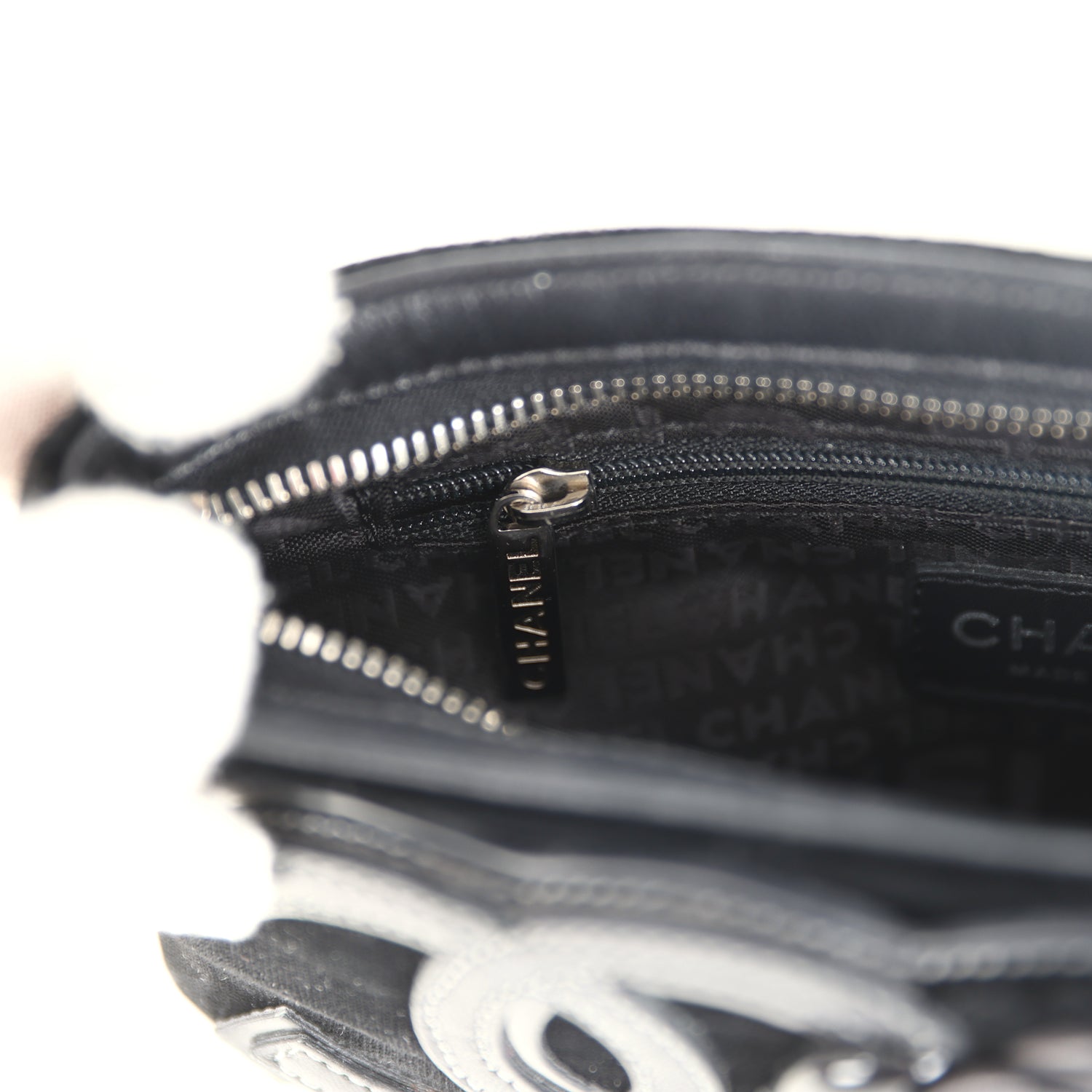 Chanel Vintage Camelia Pochette Black Velvet Silver Hardware