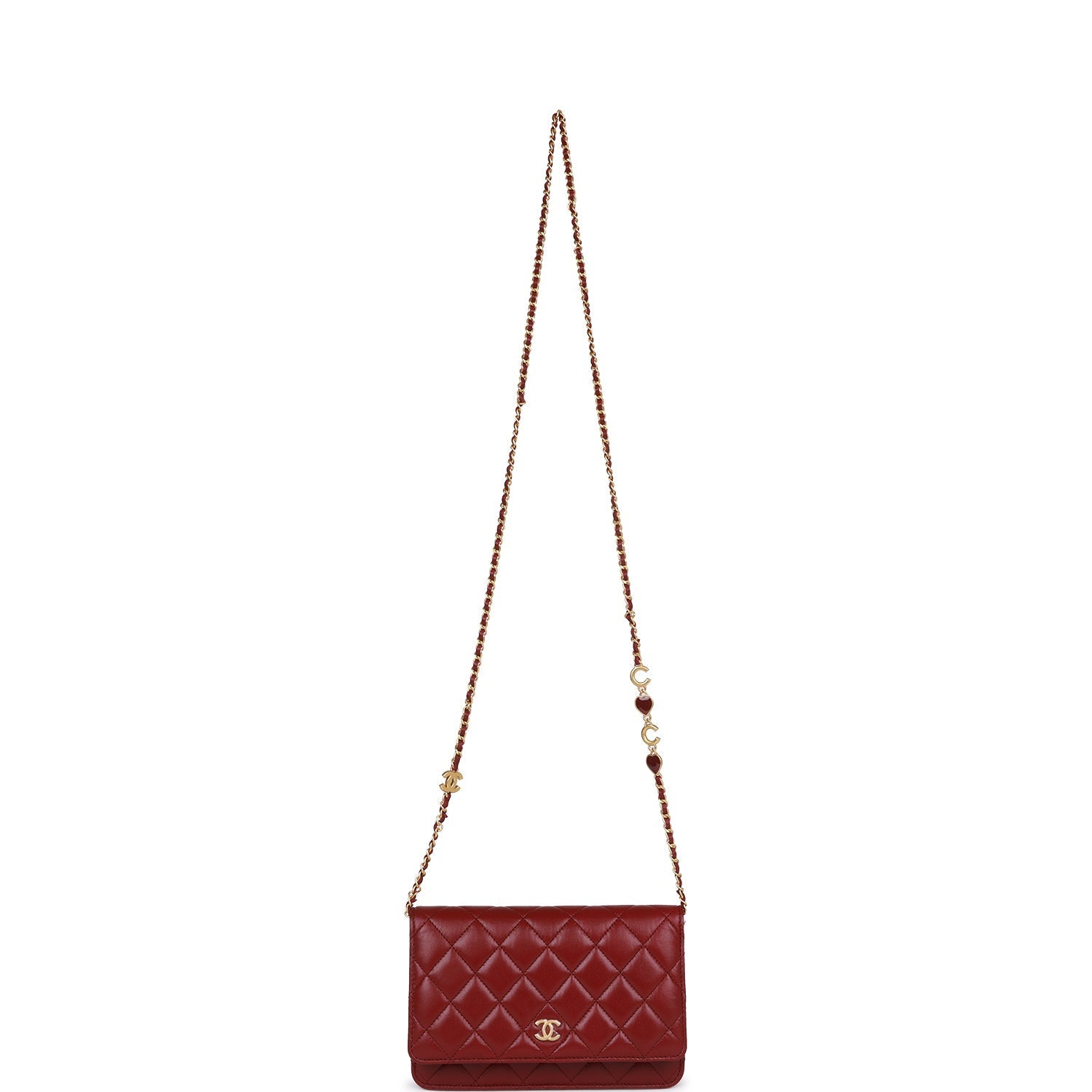Chanel Wallet On Chain WOC Burgundy Lambskin Gold Hardware