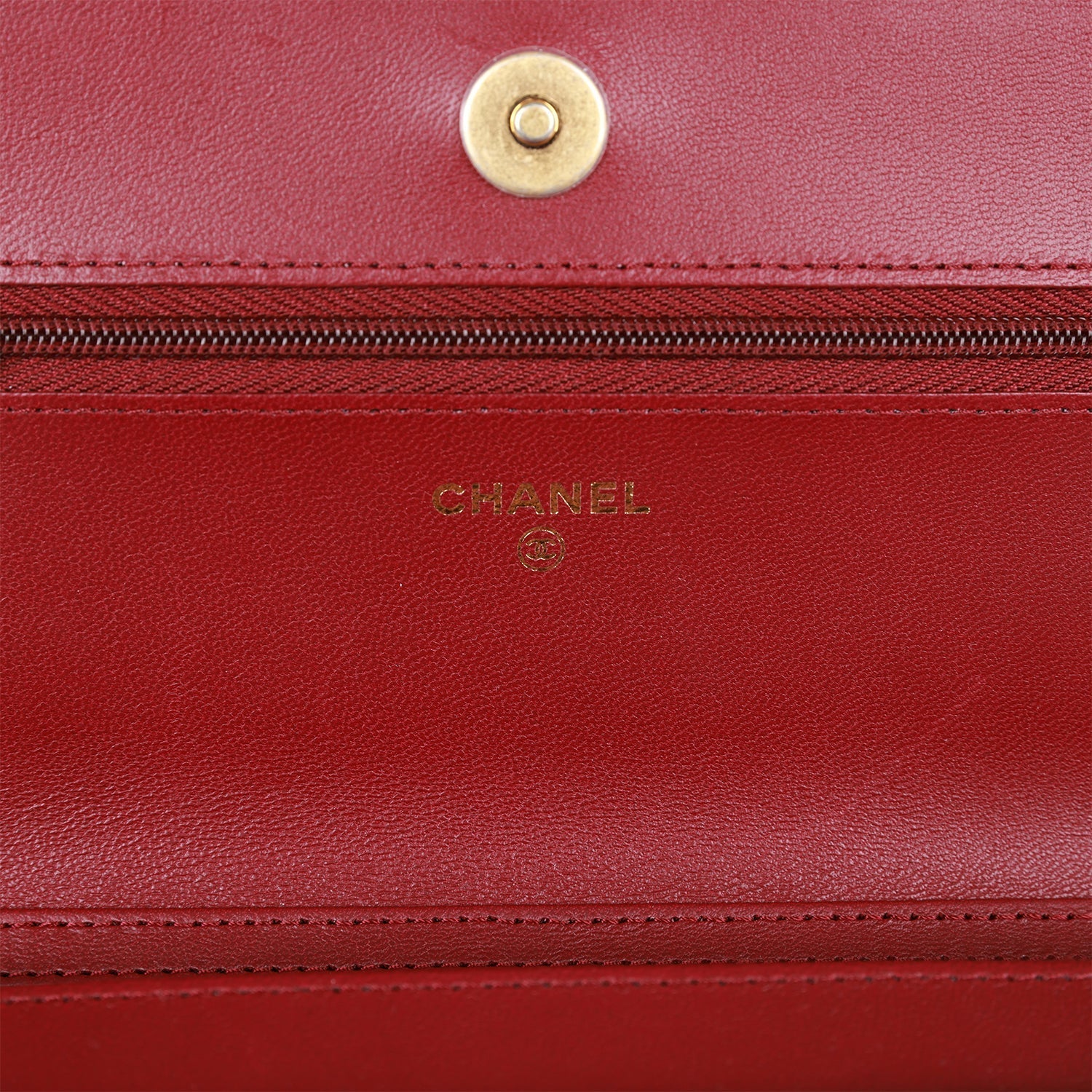 Chanel Wallet On Chain WOC Burgundy Lambskin Gold Hardware