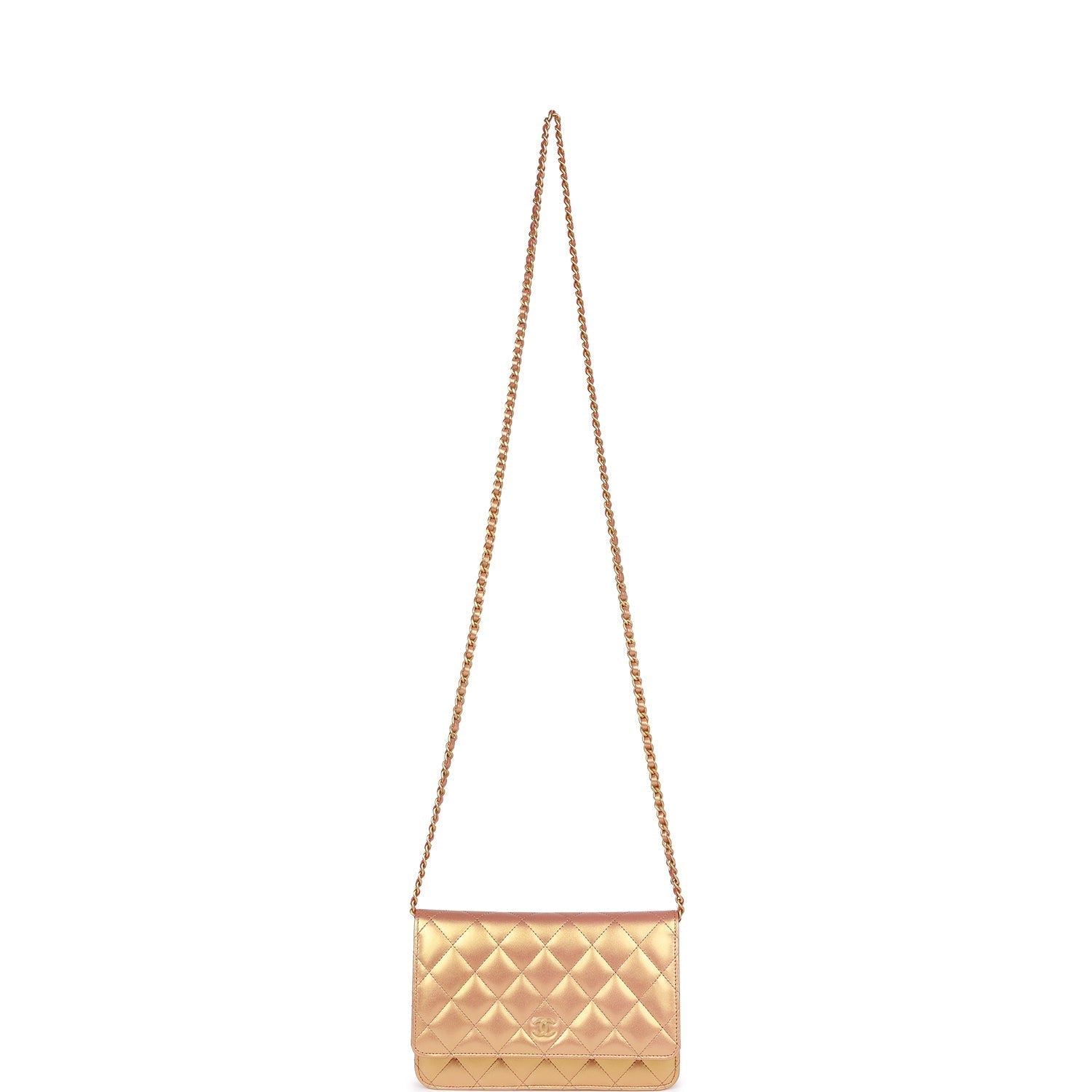 Chanel Wallet on Chain WOC Gold Metallic Calfskin Antique Gold Hardware