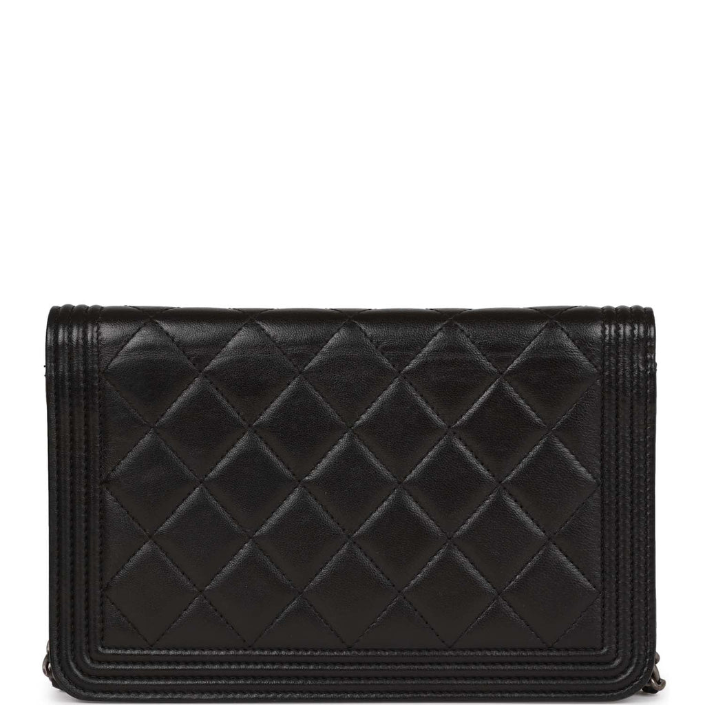 Chanel Wallet on Chain WOC Boy Black Lambskin Aged Silver Hardware