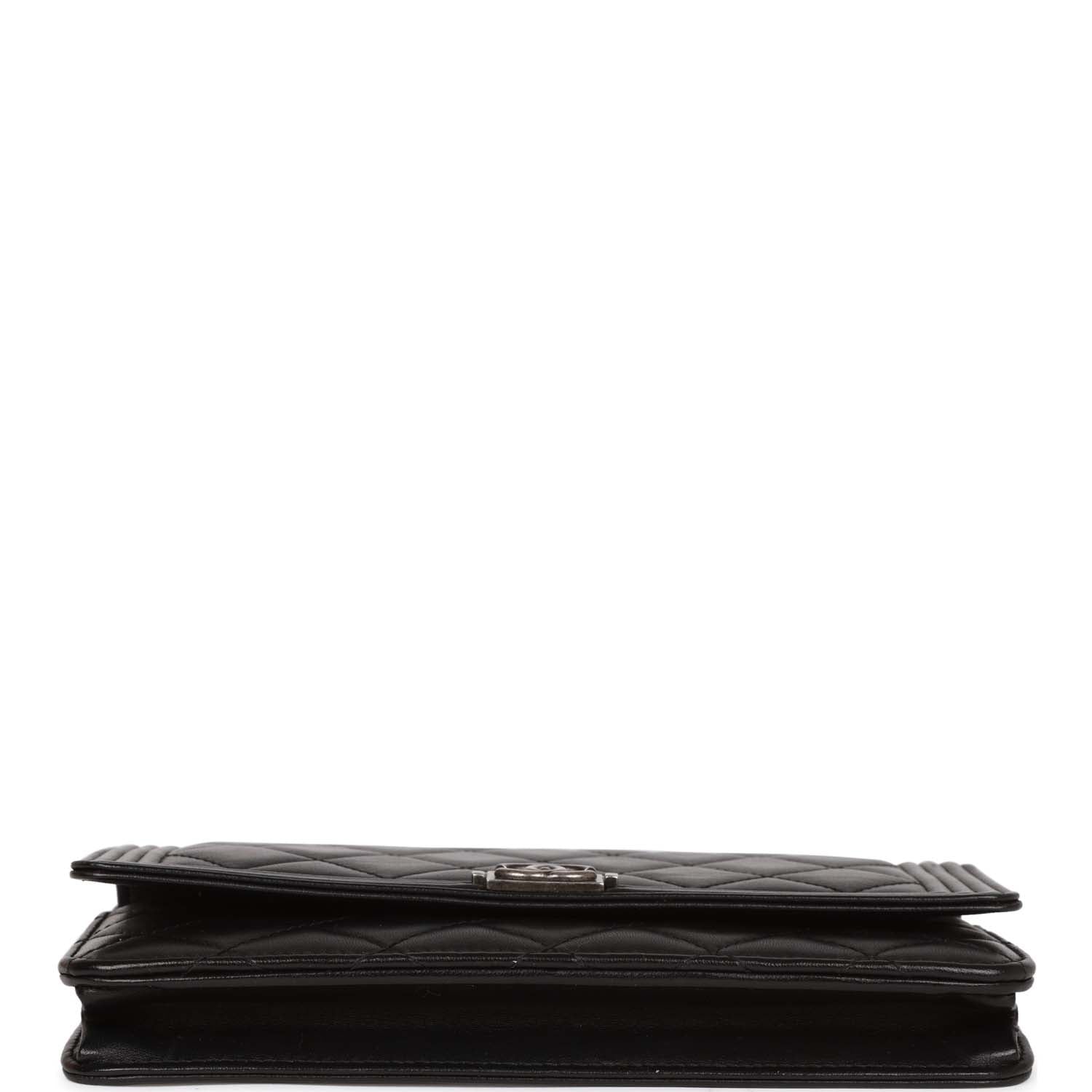 Chanel Wallet on Chain WOC Boy Black Lambskin Aged Silver Hardware