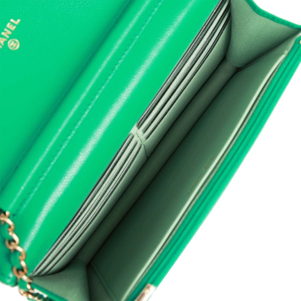 Chanel Wallet on Chain WOC Green Caviar Light Gold Hardware