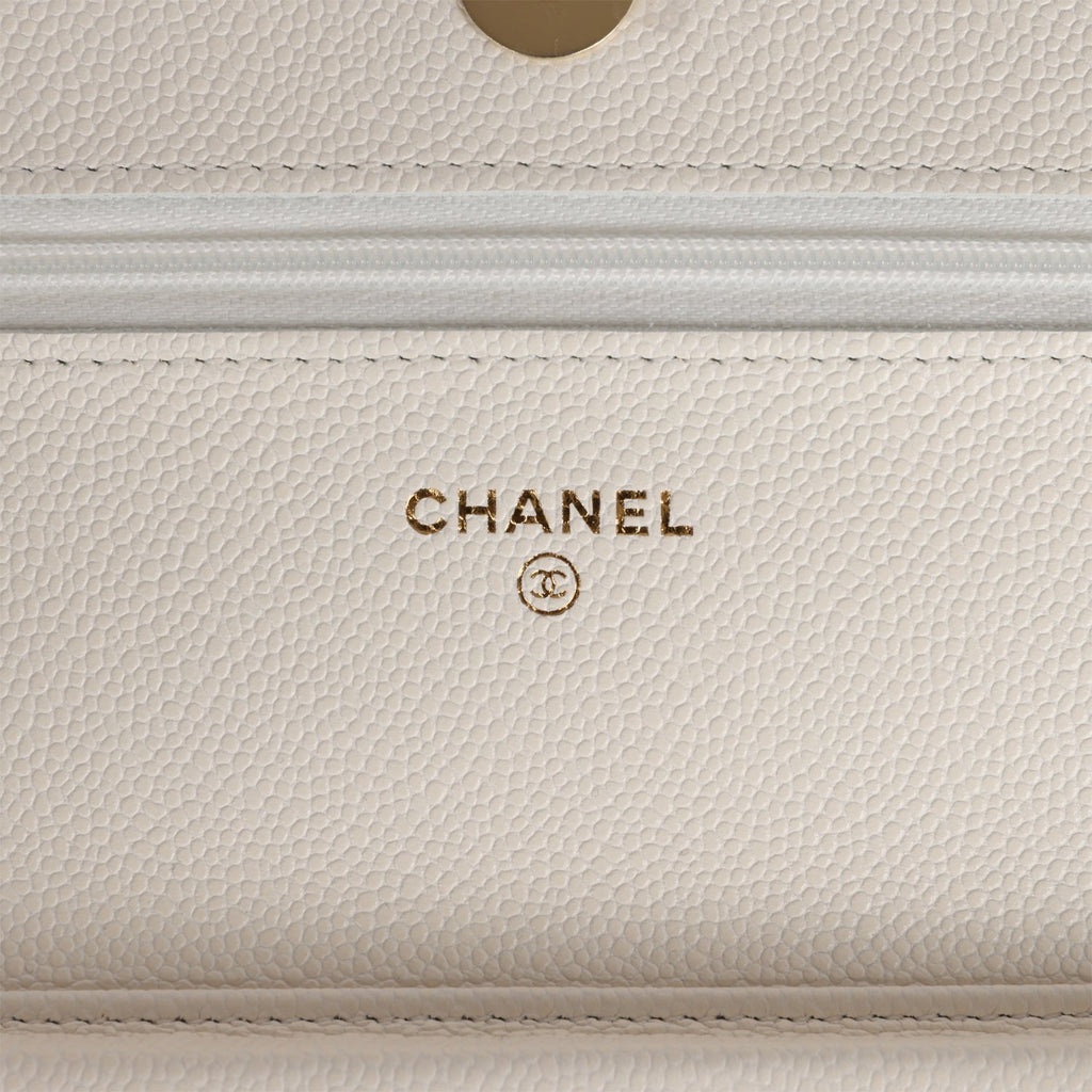Chanel Wallet on Chain WOC White Caviar Gold Hardware