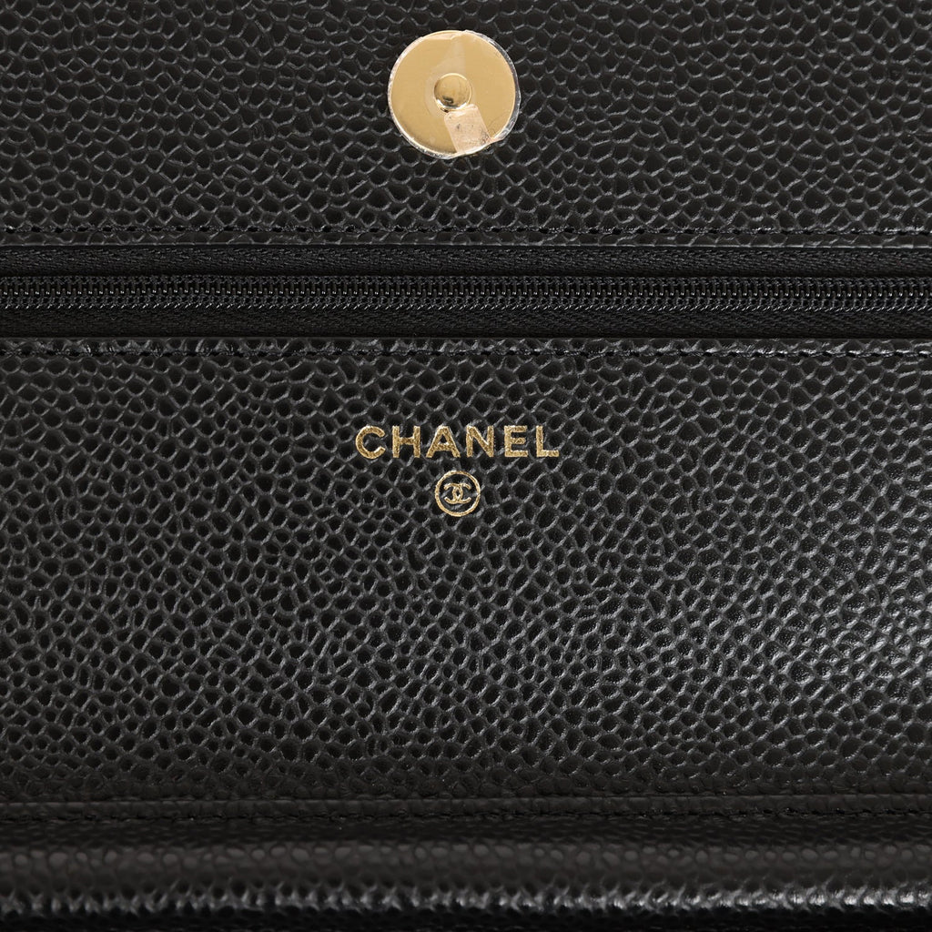 Chanel Wallet On Chain WOC Black Caviar Gold Hardware