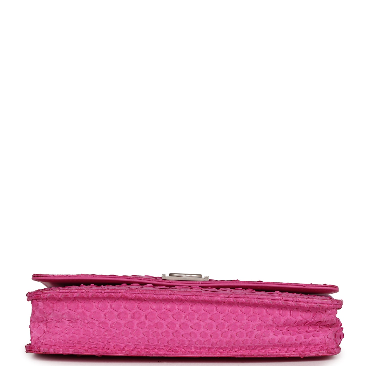 Chanel Boy Wallet On Chain WOC Hot Pink Python Brushed Silver Hardware