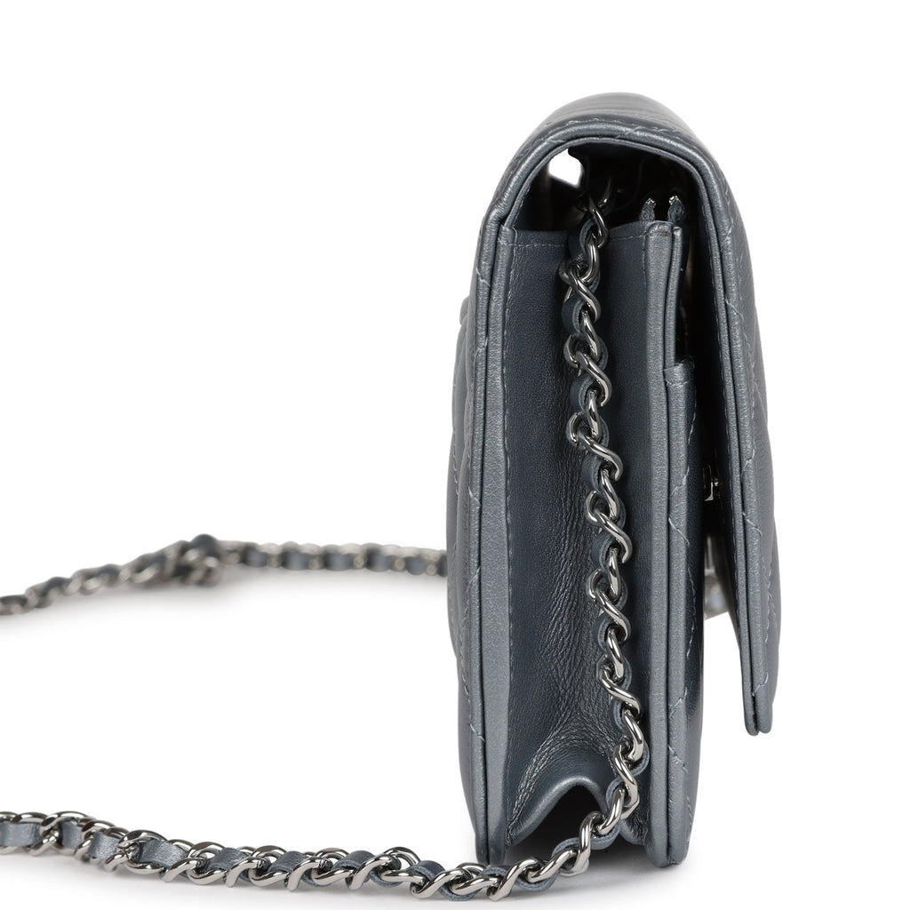 Chanel Wallet On Chain WOC Silver Metallic Lambskin Silver Hardware