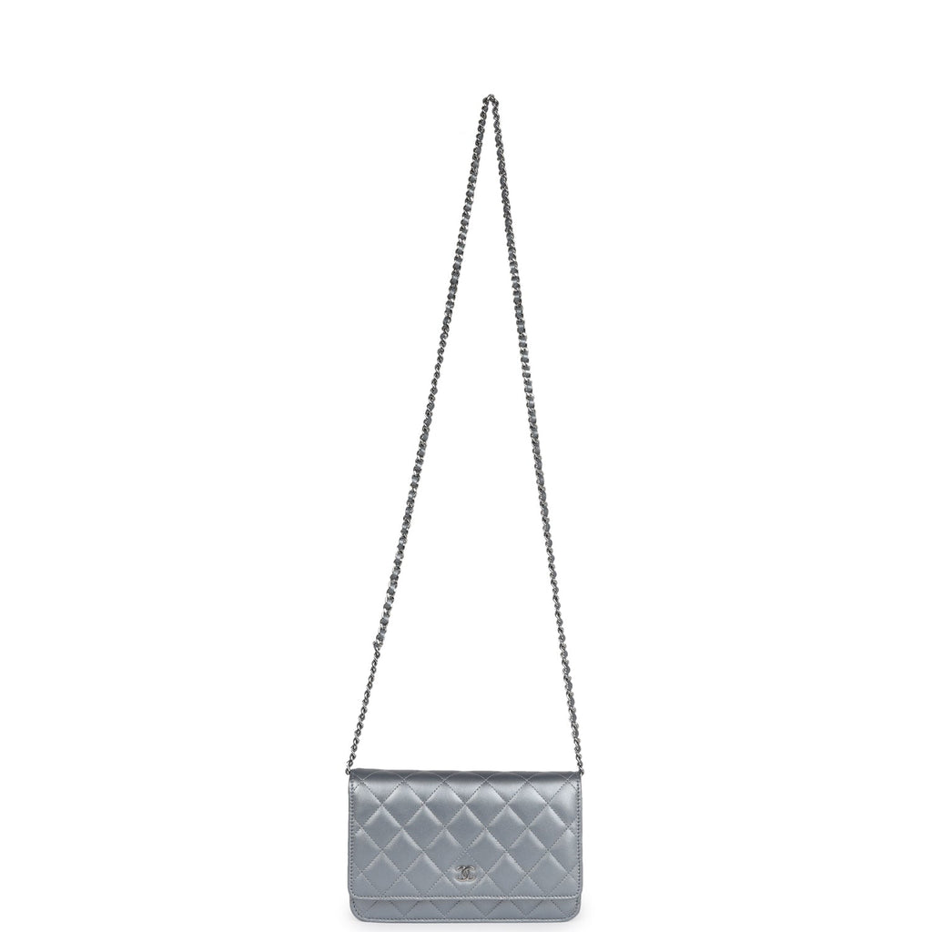 Chanel Wallet On Chain WOC Silver Metallic Lambskin Silver Hardware