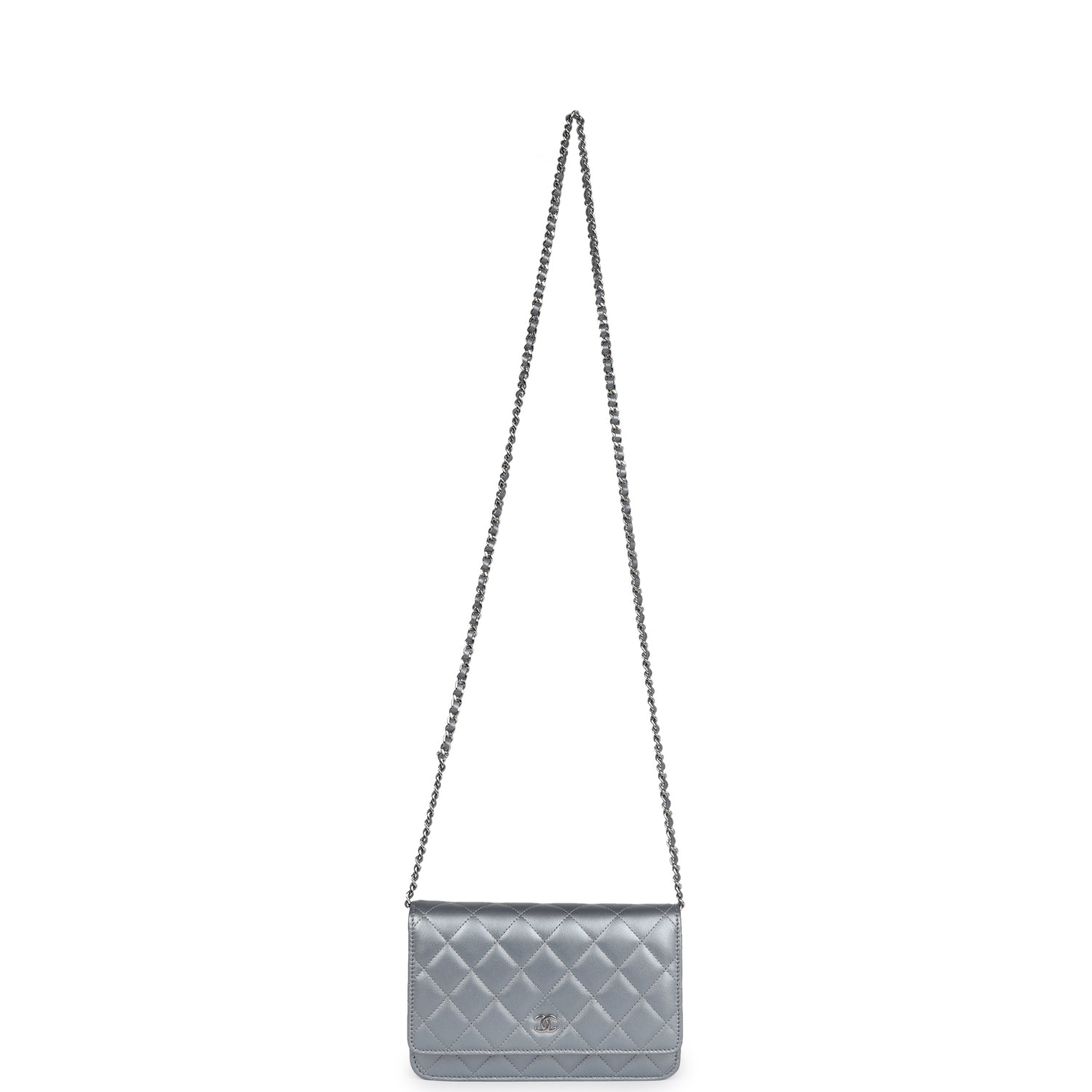 Chanel Wallet On Chain WOC Silver Metallic Lambskin Silver Hardware