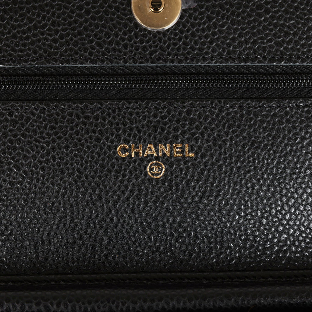 Chanel Wallet On Chain WOC Black Caviar Gold Hardware