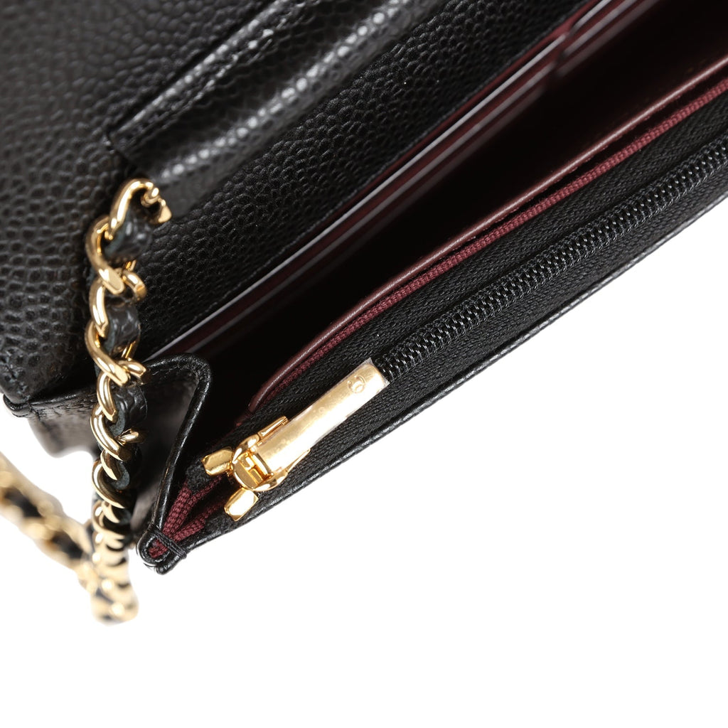 Chanel Wallet On Chain WOC Black Caviar Gold Hardware