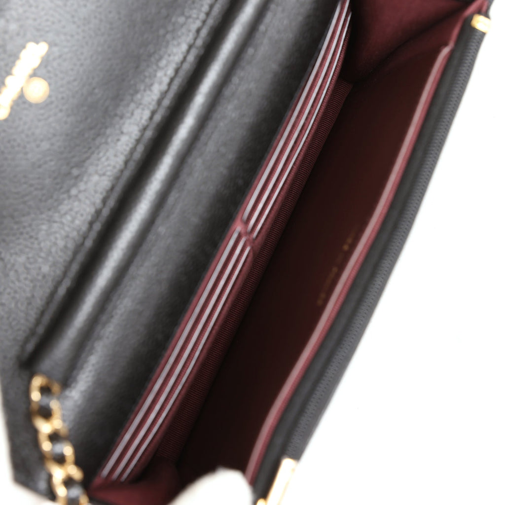 Chanel Wallet On Chain WOC Black Caviar Gold Hardware