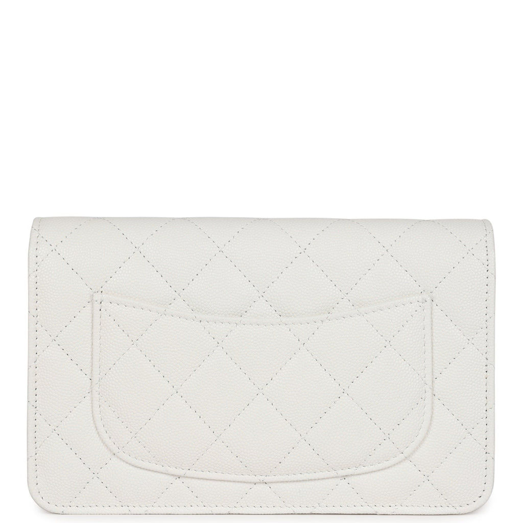 Chanel Wallet On Chain WOC White Caviar Pink and Silver Hardware