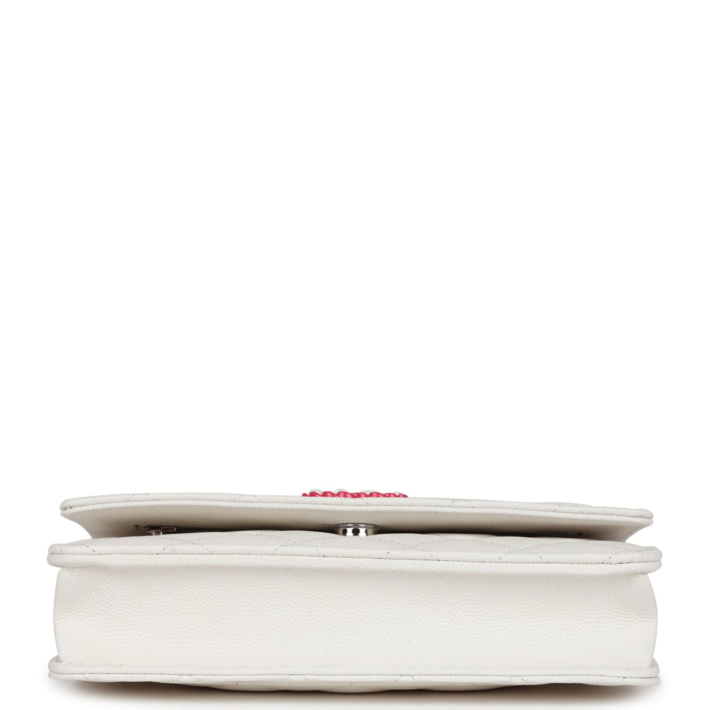 Chanel Wallet On Chain WOC White Caviar Pink and Silver Hardware