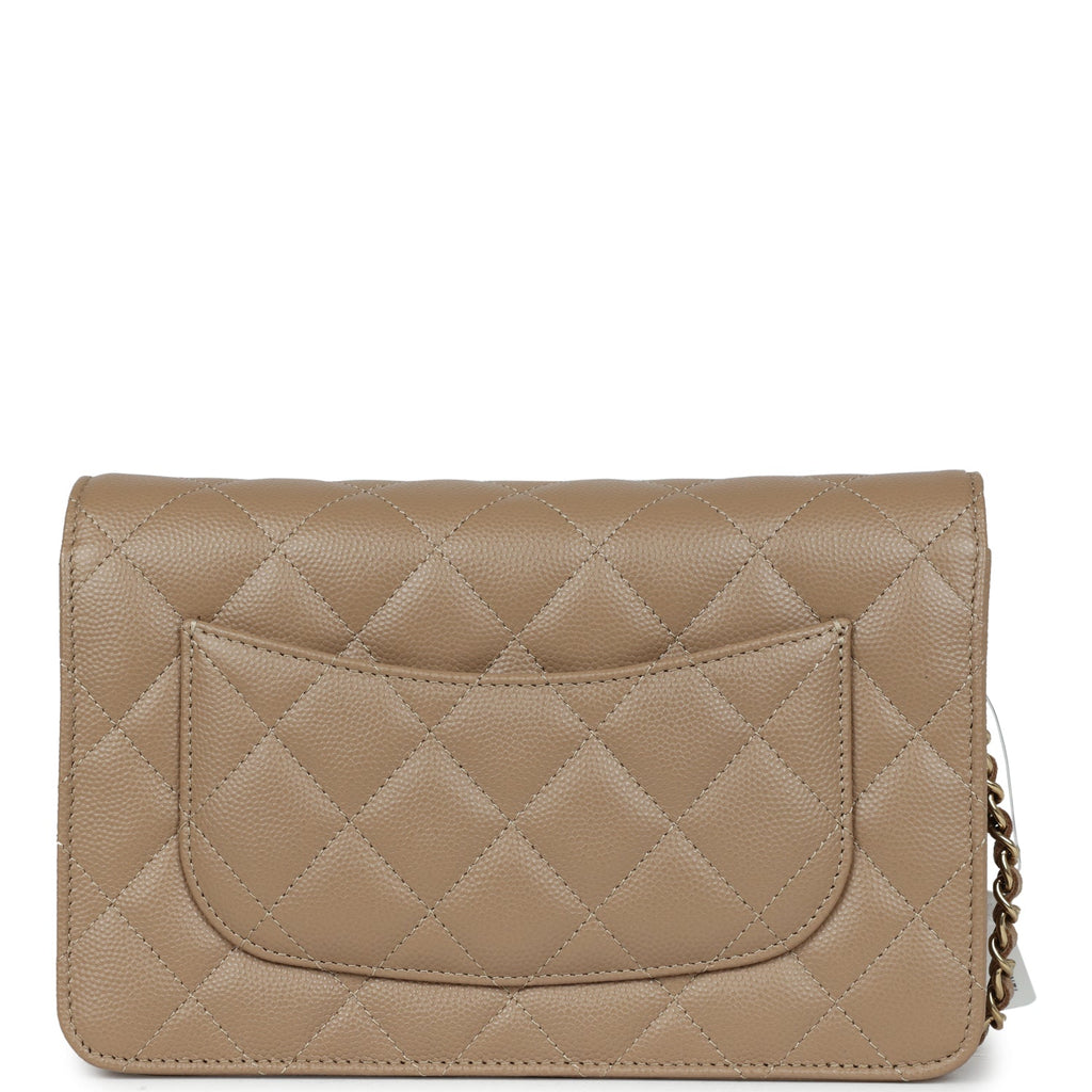Chanel Classic Wallet On Chain WOC Dark Beige Caviar Gold Hardware