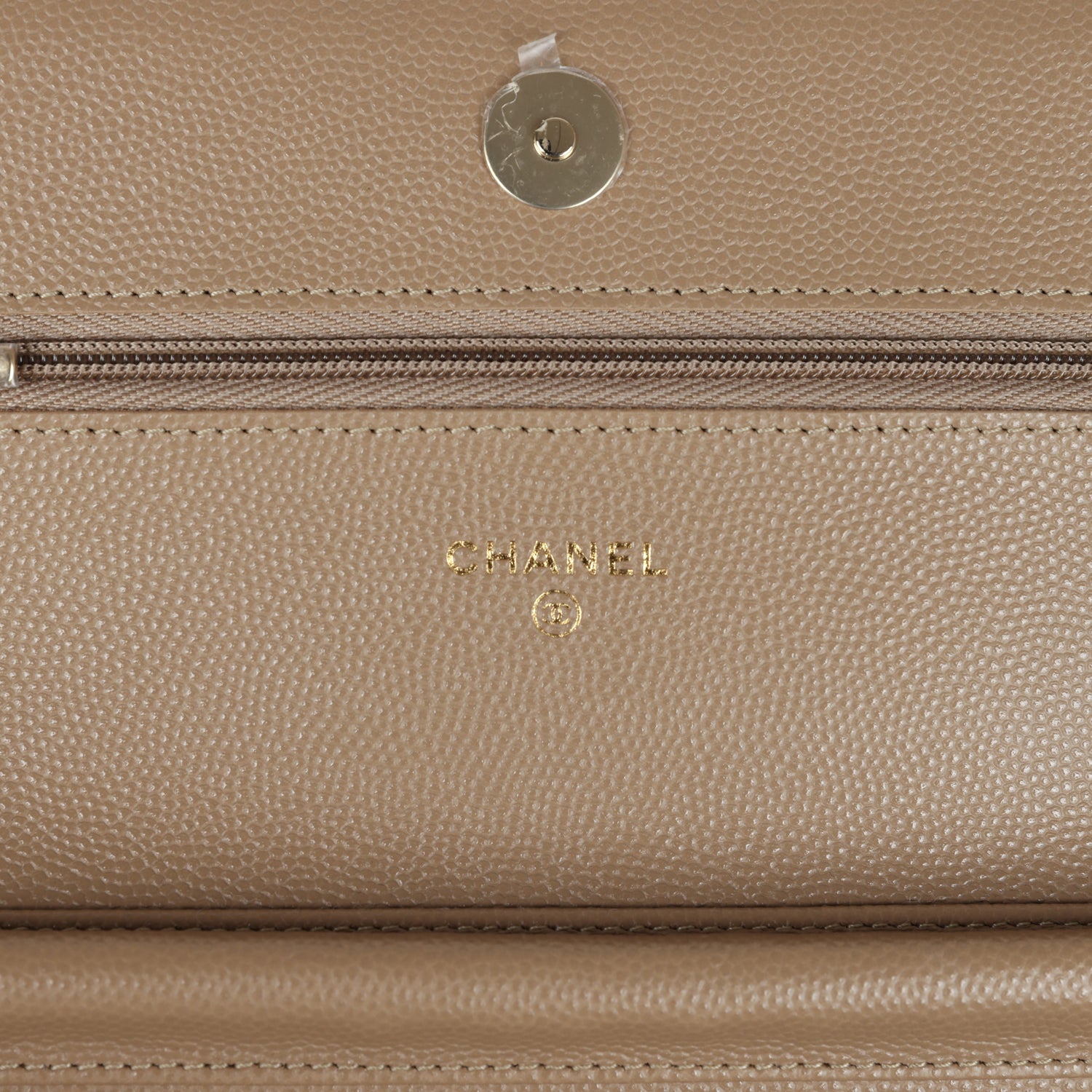 Chanel Classic Wallet On Chain WOC Dark Beige Caviar Gold Hardware