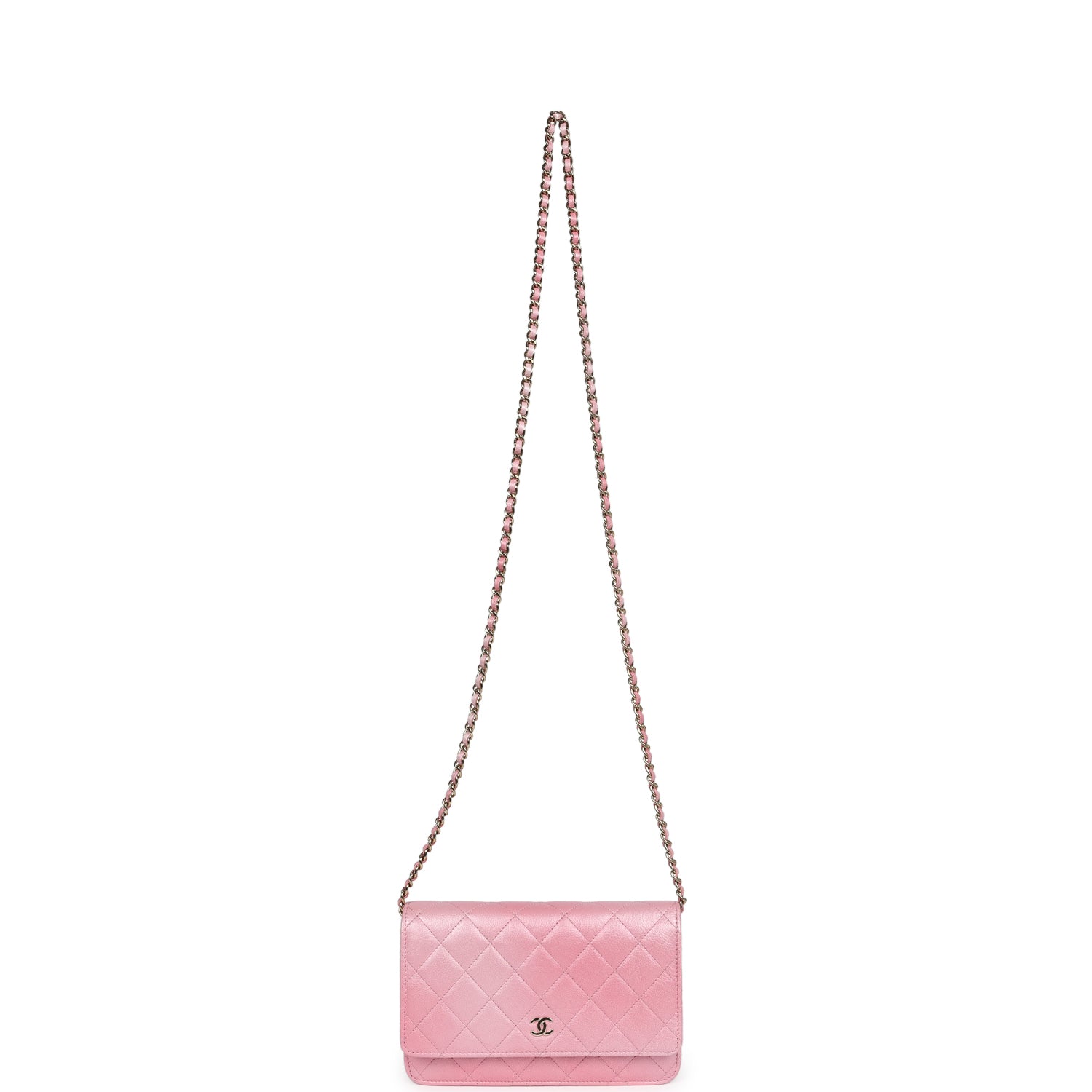 Chanel Wallet On Chain WOC Pearly Pink Iridescent Calfskin Gold Hardware