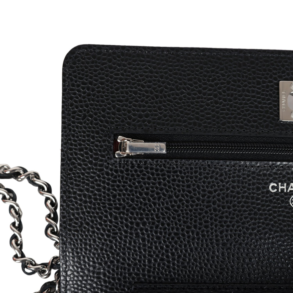 Chanel Wallet On Chain WOC Black Caviar Silver Hardware