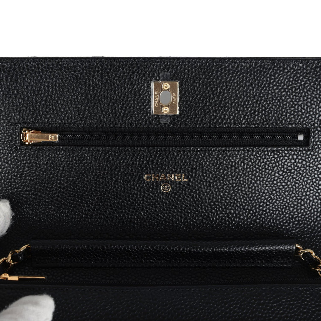 Chanel Wallet On Chain WOC Black Caviar Gold Hardware